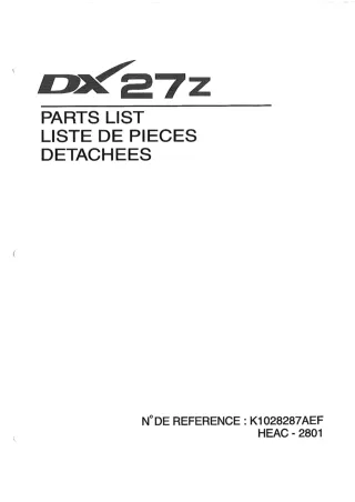 DAEWOO DOOSAN DX27Z MINI EXCAVATOR Parts Catalogue Manual