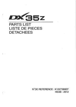 DAEWOO DOOSAN DX35Z EXCAVATOR Parts Catalogue Manual