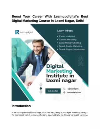 Join the best digital marketing institute in laxmi nagar:Learnupdigital