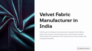 Velvet Fabric Manufacturer in India