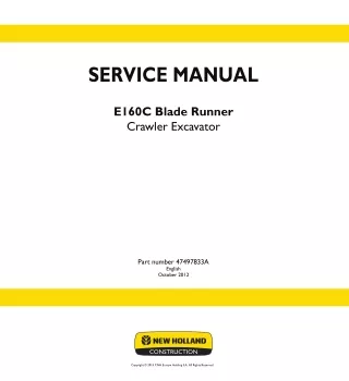 New Holland E160C Blade Runner Crawler Excavator Service Repair Manual