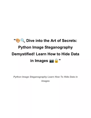 Python Image Steganography Learn How To Hide Data in Images