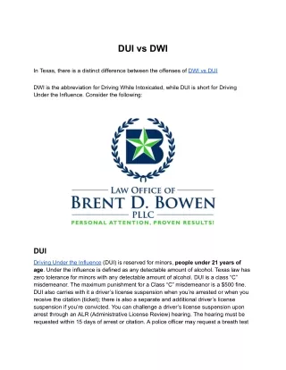 DUI vs DWI