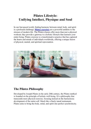 Pilates Lifestyle Unifying Intellect Physique and Soul