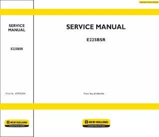 New Holland E225BSR Hydraulic Excavator Service Repair Manual