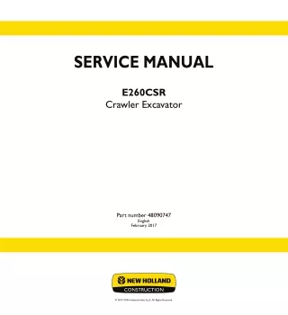 New Holland E260CSR Crawler Excavator Service Repair Manual