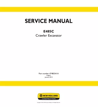 New Holland E485C Crawler Excavator Service Repair Manual