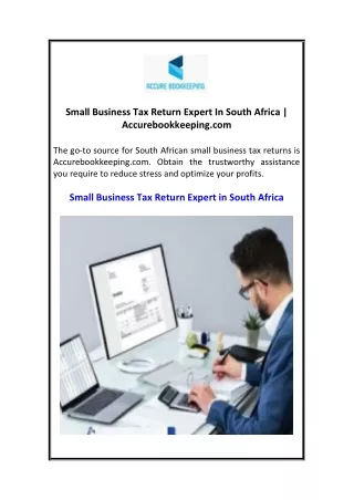 Small Business Tax Return Expert In South Africa  Accurebookkeeping.com