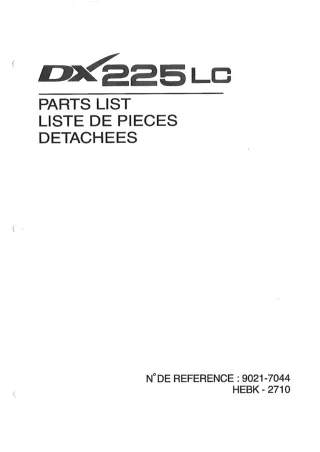 DAEWOO DOOSAN DX225LC EXCAVATOR Parts Catalogue Manual