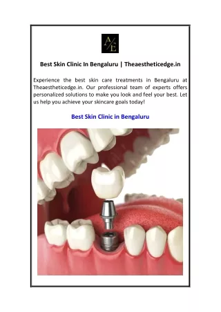 Best Skin Clinic In Bengaluru  Theaestheticedge.in