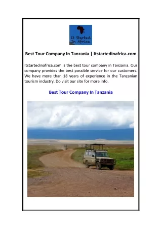 Best Tour Company In Tanzania  Itstartedinafrica.com