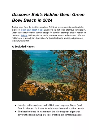 Discover Bali's Hidden Gem_ Green Bowl Beach in 2024