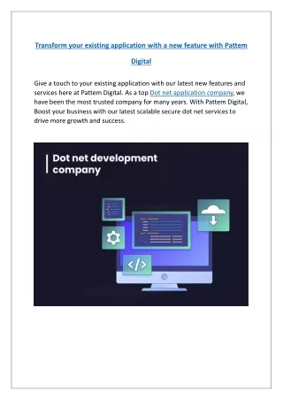 Take your Dot net application to the next level with Pattem Digital