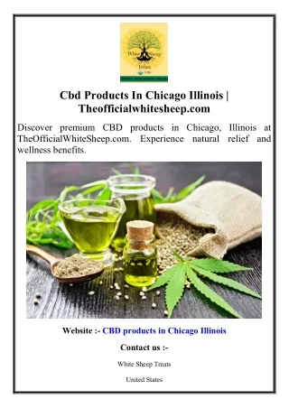 Cbd Products In Chicago Illinois  Theofficialwhitesheep.com