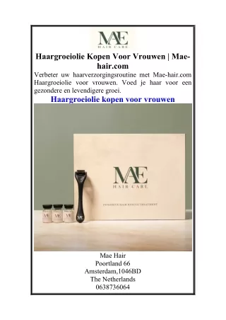 Haargroeiolie Kopen Voor Vrouwen  Mae-hair.com