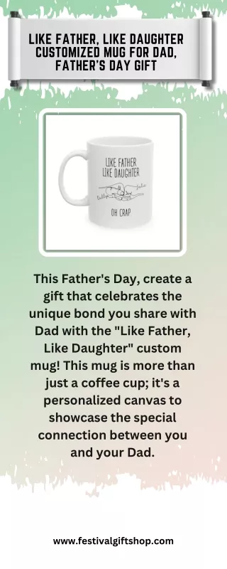 Like Father, Like Daughter Customized Mug for Dad, Father's Day Gift