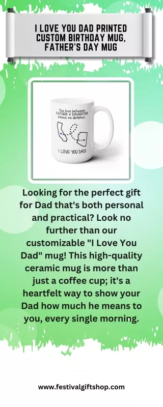 I Love You Dad Printed Custom Birthday Mug, Father's Day Mug