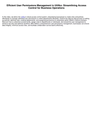 Efficient User Permissions Management in Utiliko: Streamlining Access Control for Business Operations