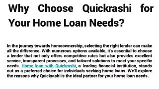 Why Choose Quickrashi for Your Home Loan Needs_