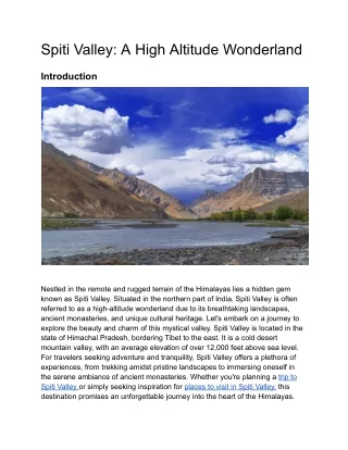 Spiti Valley_ A High Altitude Wonderland