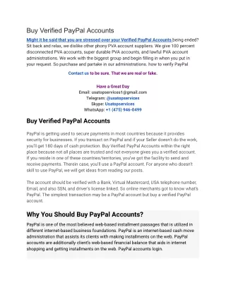 Buy Verified PayPal Accounts For Update Business