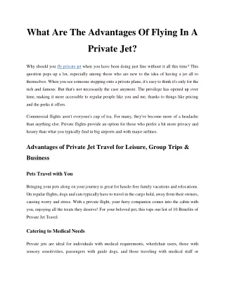 What Are The Advantages Of Flying In A Private Jet