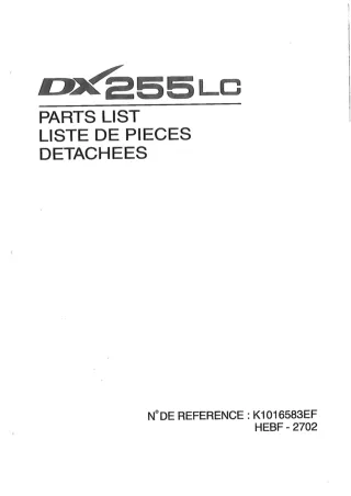 DAEWOO DOOSAN DX255LC EXCAVATOR Parts Catalogue Manual