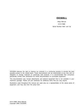 Daewoo Doosan DX300LL Log Loader Service Repair Manual (Serial Number 5001 and Up)