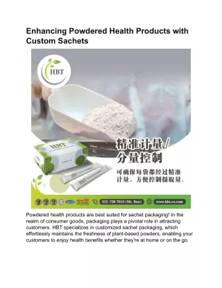 Enhancing Powdered Health Products with Custom Sachets