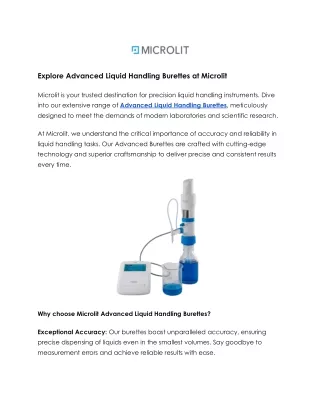 Precision Perfected: Microlit's Advanced Liquid Handling Burettes