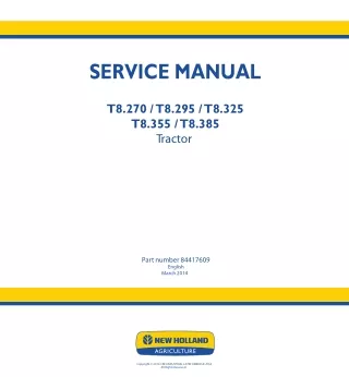 New Holland T8.325 Tractor Service Repair Manual