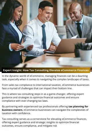 Expert Insight: How Tax Consulting Elevates eCommerce Finances