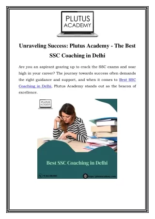 Unlock Your Potential: Top SSC Coaching in Delhi by Plutus Academy