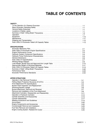 Daewoo Doosan Solar 220LC-III Excavator Service Repair Manual