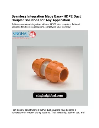 Seamless Integration Made Easy-HDPE Duct Coupler Solutions for Any Application