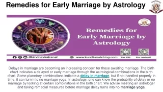 Remedies for Early Marriage by Astrology