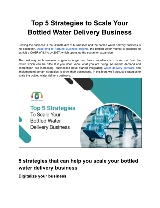 Top 5 Strategies to Scale Your Bottled Water Delivery Business