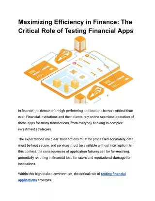 Maximizing Efficiency in Finance_ The Critical Role of Testing Financial Apps