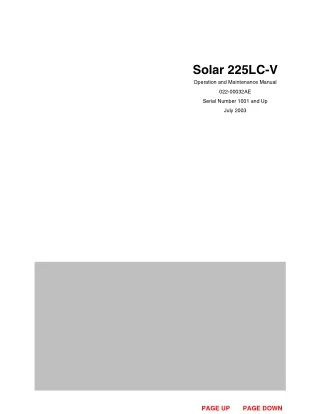 Daewoo Doosan Solar 225LC-V Excavator Operator and Maintenance manual