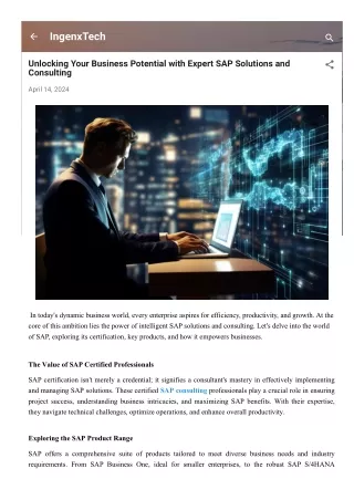 Unlocking Your Business Potential with Expert SAP Solutions and Consulting