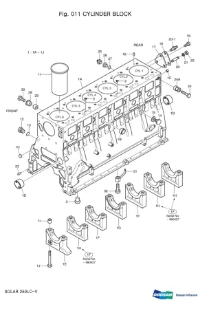 DAEWOO DOOSAN SOLAR 250LC-V (DI EXP) CRAWLER EXCAVATOR Parts Catalogue Manual