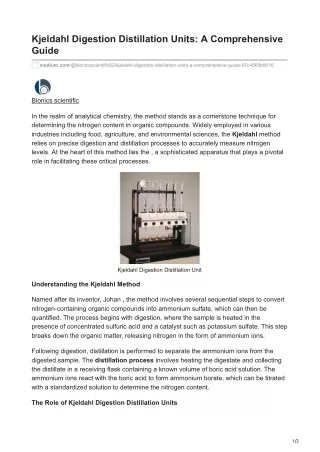 Kjeldahl Digestion Distillation Units A Comprehensive Guide.