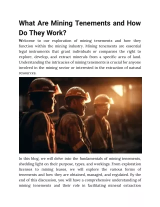 What Are Mining Tenements and How Do They Work