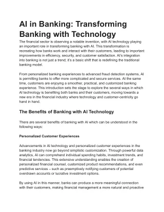 AI in Banking_ Transforming Banking with Technology