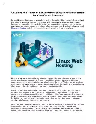 Unveiling the Power of Linux Web Hosting Why It's Essential for Your Online Presence