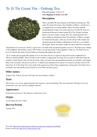 Te Ji Tie Guan Yin