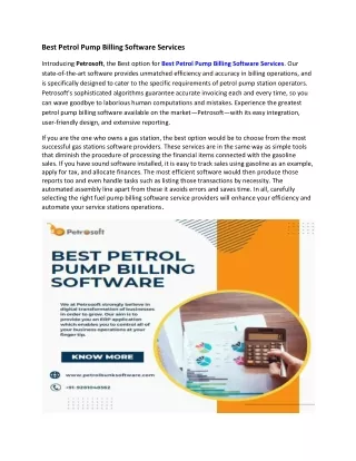 Best Petrol Pump Billing Software Services