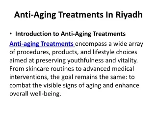 Anti-Aging Treatments In Riyadh