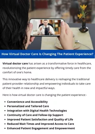 How Virtual Doctor Care Is Changing The Patient Experience?