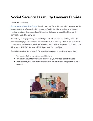 Social Security Disability Lawyers Florida